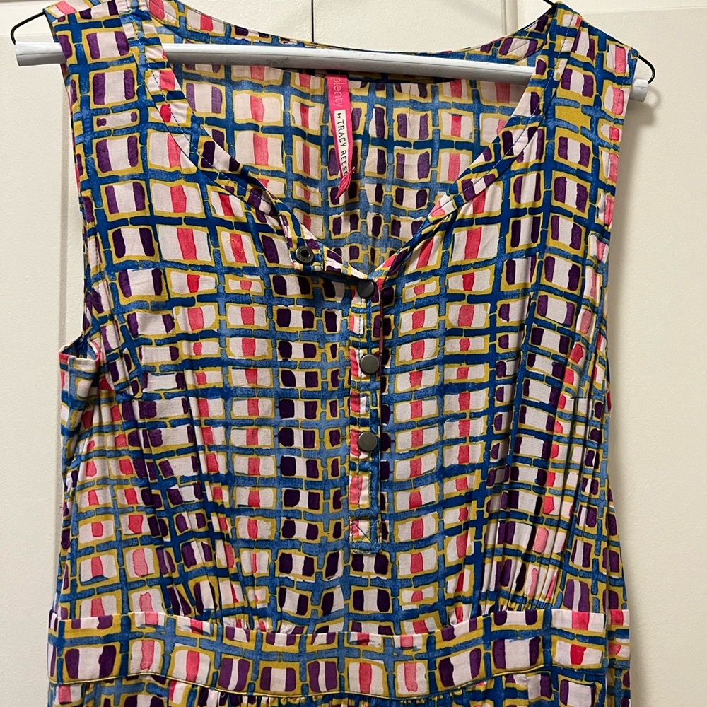 Tracy Reese summer dress, sleeveless with snaps down the bodice.